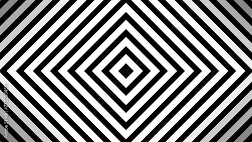 Endless spiral animation, hypnosis visualization diamond looping abstract background black and white seamlessly looping diamond square shape abstract background black and white background