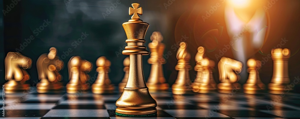 chess king on the board symbolizing strategy, challenge, and intelligence in gaming chess king on the board symbolizing strategy, challenge, and intelligence in gaming
