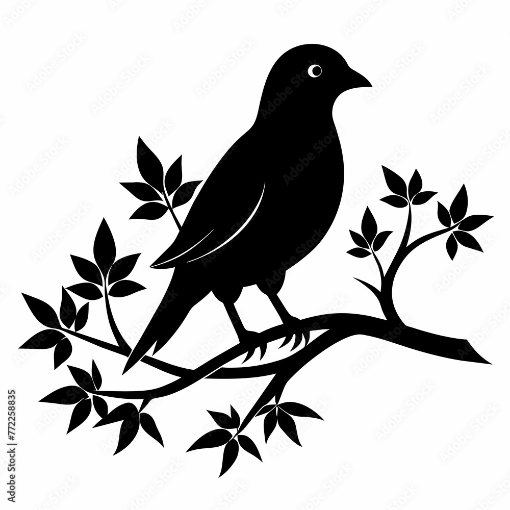 tree with birds vector silhouette tree with birds vector silhouette