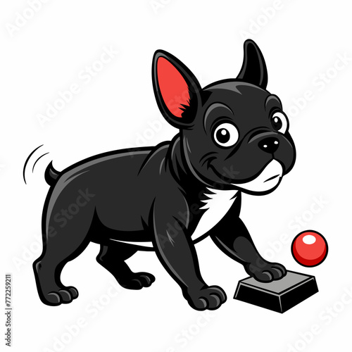 Dynamic Canine Joy: Vector Illustration of Dog Playfully Engaging with Ball