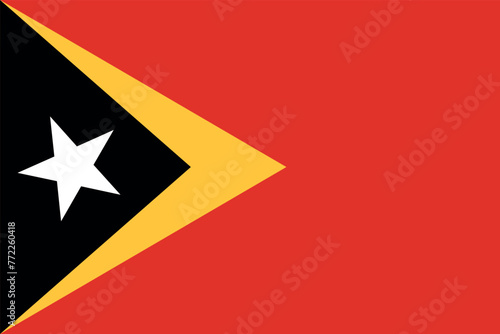 Flag of East Timor. Timorese red flag, triangle with a star. State symbol of the Democratic Republic of East Timor. photo
