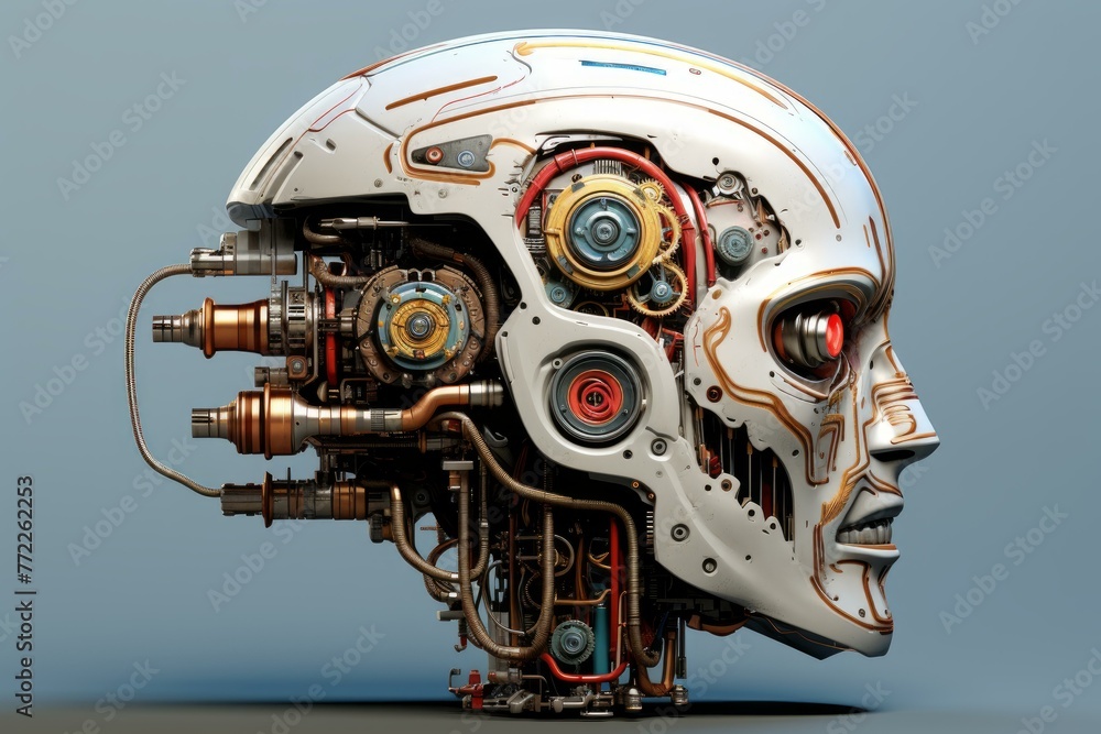 Fototapeta premium Intelligent Robot brain. Mind digital think. Generate Ai