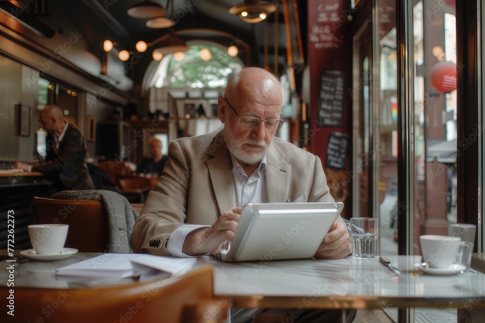 Businessman working in a coffee shop