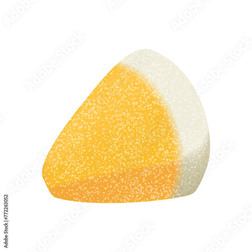 3D yellow jelly candy of watermelon slice shape, dessert for children and adults vector illustration