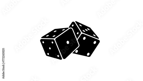 game dice emblem, black isolated silhouette