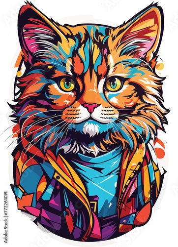 Vector Cat animal cartoon sticker © Manik