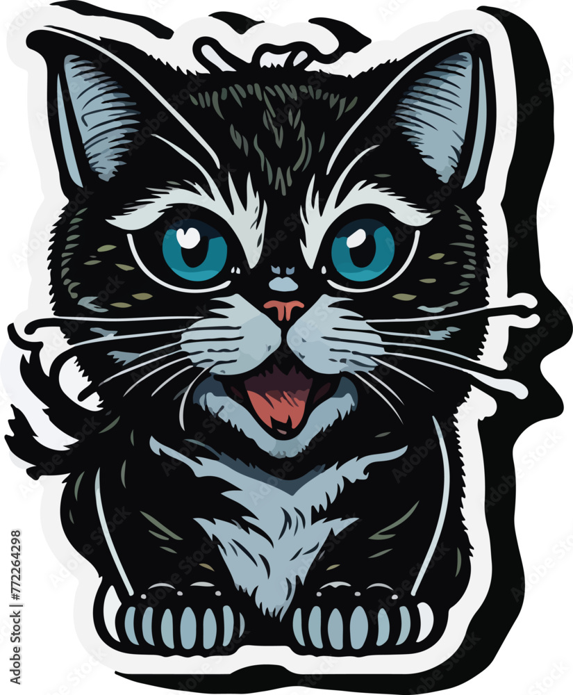 Obraz premium Vector Cat animal cartoon sticker