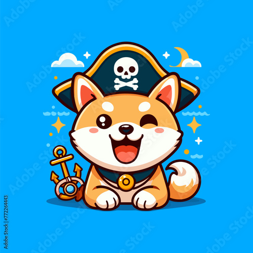 Playful Pirate Shiba Inu Graphic Art