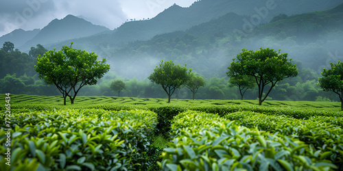 Longjing Osmanthus Tea tree natural tree green plant. generative ai  photo