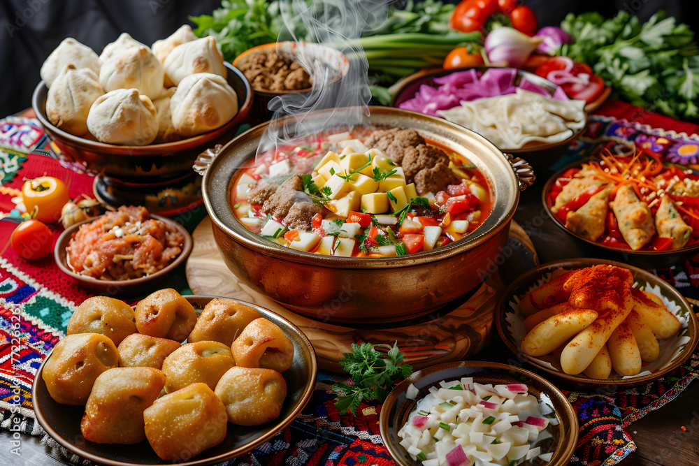 Enchanting Assortment of Traditional Kazakh Delicacies Exuding Culinary Excellence
