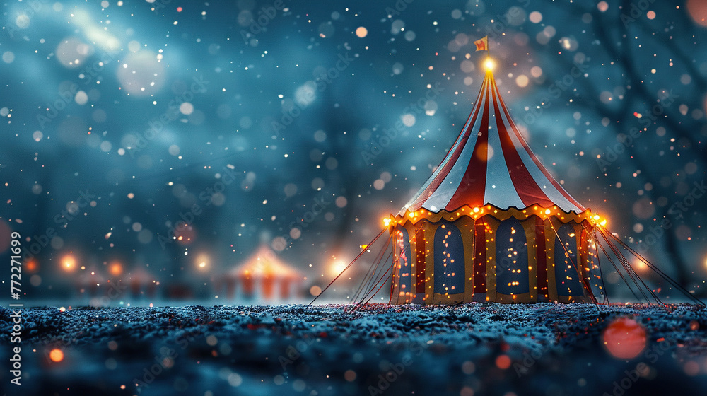 circus tent, carnival celebrations,  Carnival, amusement theater. Entertainment show, World Circus Day. Holiday concept. Template for background, banner, card, poster - obrazy, fototapety, plakaty 