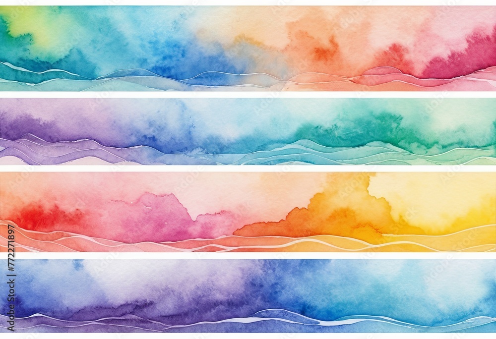 Collection of Soft Pastel Colors in Abstract Watercolor Paint - A Unique Banner for Art Galleries