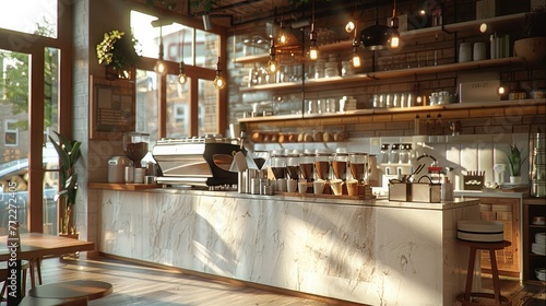 A modern elegant coffee shop. Generative AI.