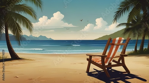 summer beach background illustration Generative AI