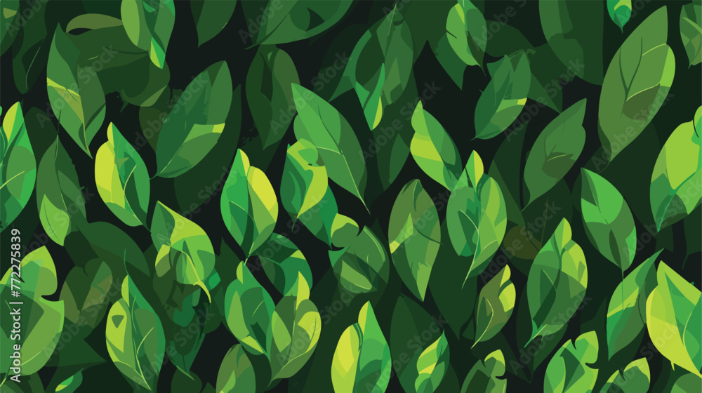 Background of green leaves arranged in a slanted li - obrazy, fototapety, plakaty 