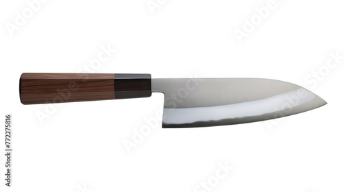 A transparent Japanese Sentoku knife png file with silver blade and wooden handle
