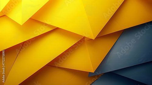 Abstract image. Yellow lemon abstract background for design. Geometric shapes. Triangles, squares, stripes, lines. Color gradient. Modern, futuristic. Light dark shades. Web banner. Modern, futuristic © IC Production
