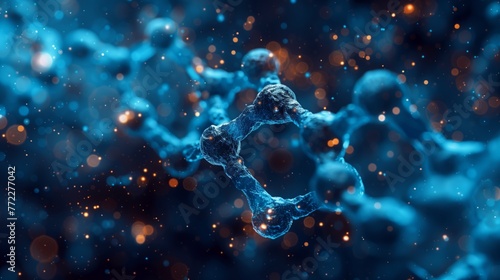Abstract Representation of a DNA Molecule in Blue Hues