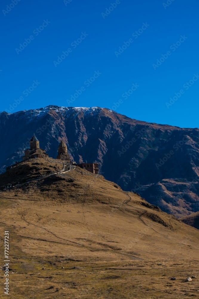 Majestic castle on a majestic mountain in the Mtskheta-Mtianeti region of Georgia