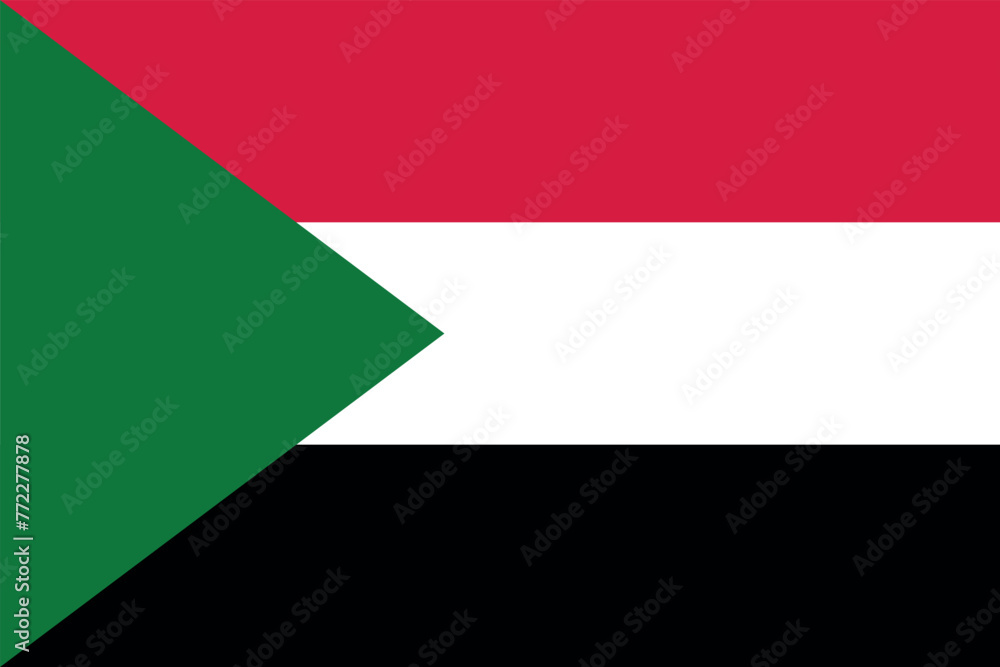 Flag of Sudan. Sudanese red-black-green flag. State symbol of the Republic of Sudan. Flag of Sudan. Sudanese red-black-green flag. State symbol of the Republic of Sudan.