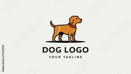 Flat Design Vector Logo of a Dog on White Background
