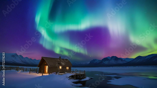 A stunning vista of auroras forming a majestic gateway to the wonders of the universe beyond  beckoning travelers to embark on a journey of discovery.
