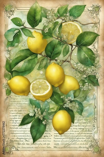 lemons green vintage watercolor on artstation