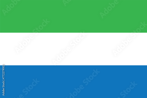 Flag of Sierra Leone. Sierra Leonean green, white and blue flag. State symbol of the Republic of Sierra Leone.