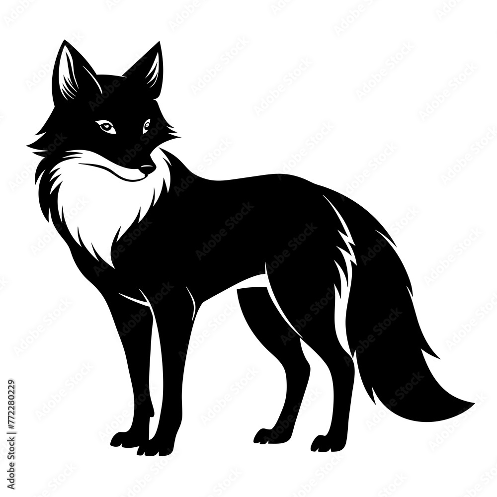 fox silhouette isolated on white