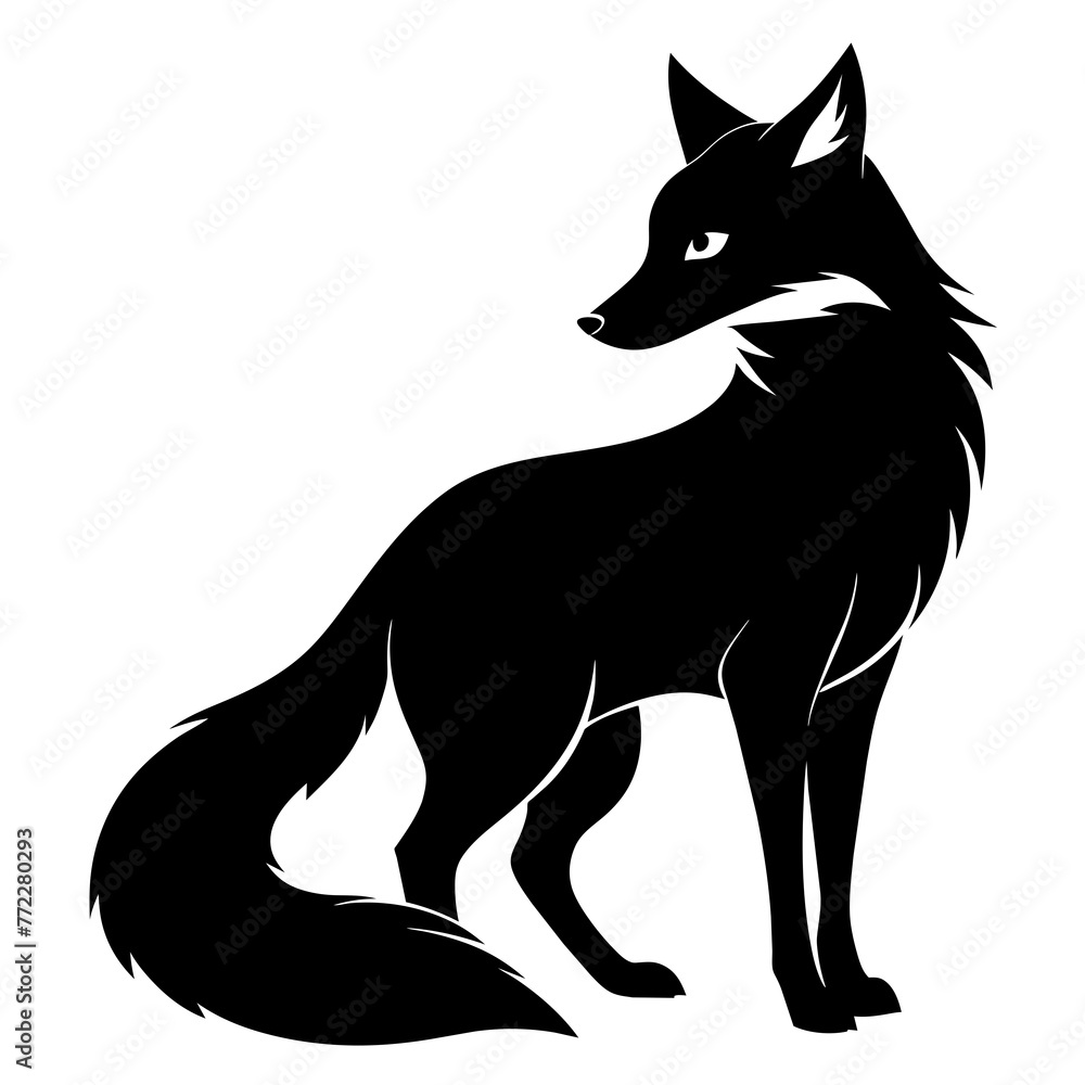 fox silhouette isolated on white