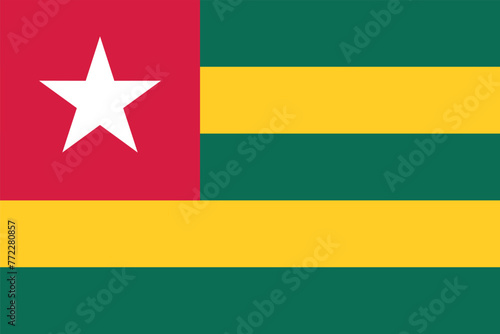 Flag of Togo. Togolese striped flag with star. State symbol of the Togolese Republic.