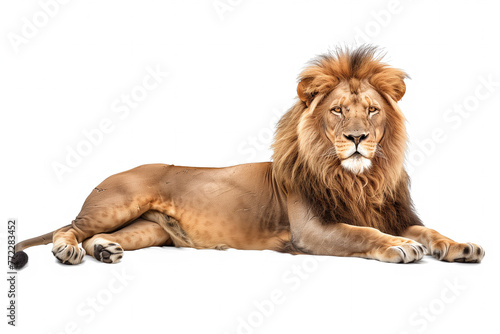 lying lion on an isolated white background