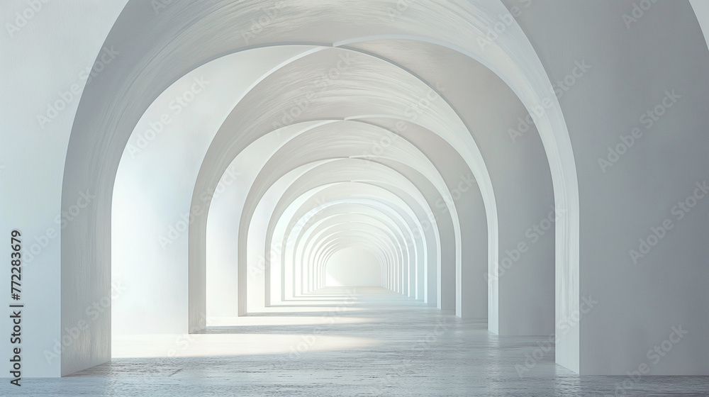 Obraz premium An infinite white archway corridor with a minimalist aesthetic.