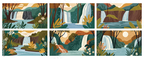 Mystical Oasis. Unveiling the Secrets of a Hidden Paradise. Flat Illustration.