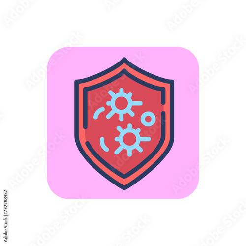 Antivirus protection thin line icon. Flu, illness, microorganism outline sign. Healthcare and virology concept. Vector illustration symbol element for web design and apps