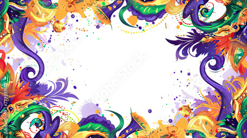 Abstract Mardi Gras decoration on white background with copy space.