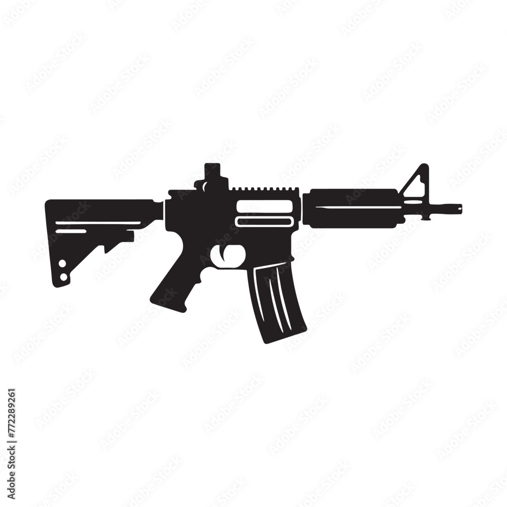 Carbine Silhouette: A Visual Symphony of Weaponry Mastery Illustrated - Carbine Illustration - Minimallest Carbine Vector