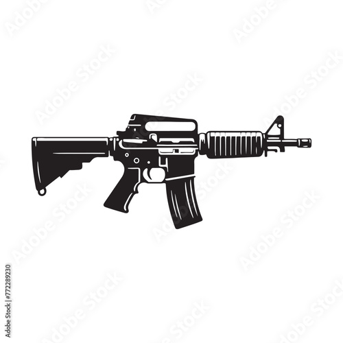 Carbine Chronicles: Exploring the Legacy of Weaponry Evolution through Silhouette - Carbine Illustration - Minimallest Carbine Vector
