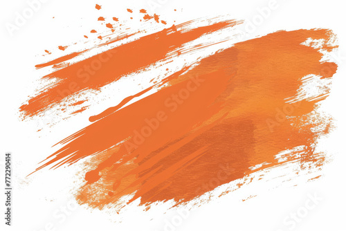 Abstract Orange Brush Stroke on White Background