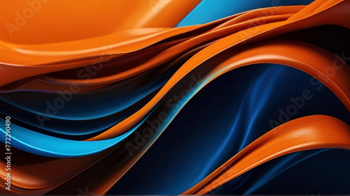 Data technology abstract futuristic orange and blue wave background. 
