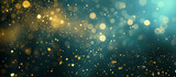 Golden bokeh light on black and green background. Generative AI