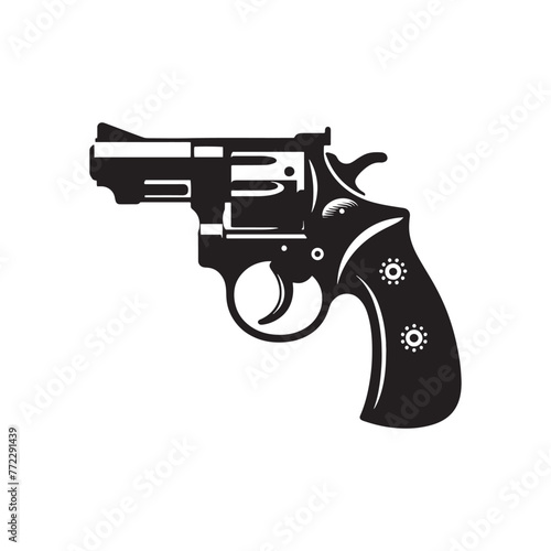 Artistic Flair: Intricate Derringer Silhouette, Enriched by Derringer Illustration - Minimallest Derringer Vector
