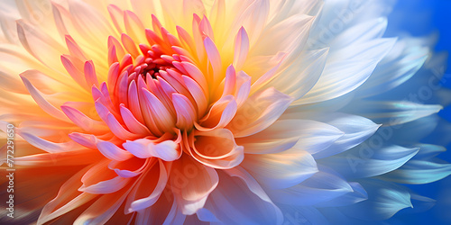 A vibrant blue and pink flower with a soft and dreamy background, Ethereal Blooms Transparent Flow under White Light