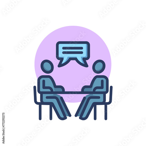 Partners discussing deal thin line icon. Meeting, dialog, agreement outline sign. Teamwork and business concept. Vector illustration symbol element for web design and apps