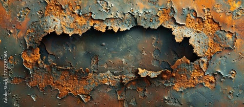 An eroded and weathered rusty metal surface riddled with holes and deterioration, showcasing the effects of corrosion over time.