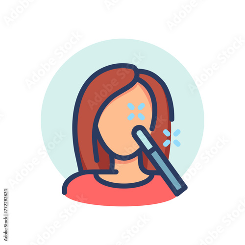 Portrait retouch thin line icon. Face, selfie, magic wand isolated outline sign. Image editing and photo correction concept. Vector illustration symbol element for web design and apps