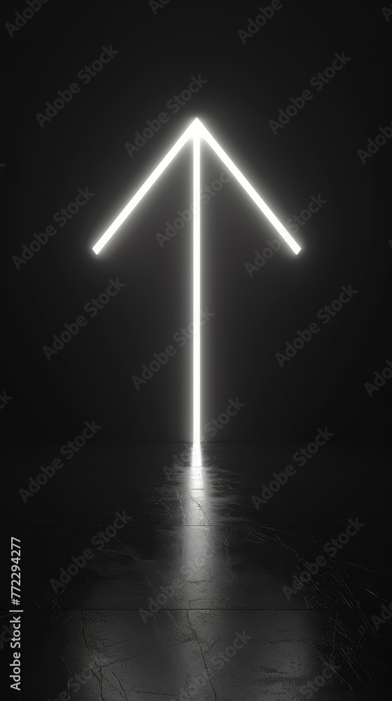 Dynamic glowing arrow zooming upward, minimalist black backdrop Dynamic glowing arrow zooming upward, minimalist black backdrop