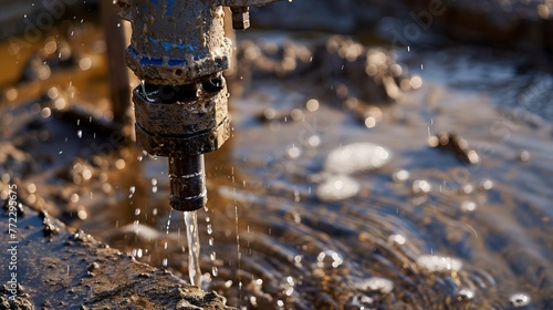 Drilling a well to extract water from the ground. © Terablete
