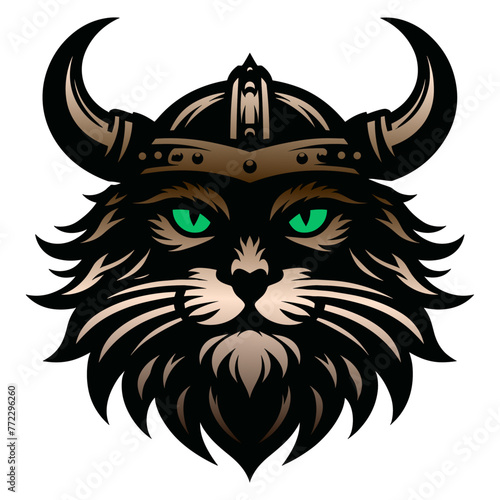 Journey through the epic tales of Viking cats with this captivating silhouette vector, ideal for storytelling and design.	