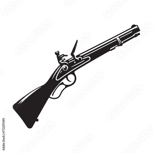 Artisanal Excellence: Detailed Musket Silhouette Depiction, Elevated with Musket Illustration - Minimallest Musket Vector for Artistic Expression

